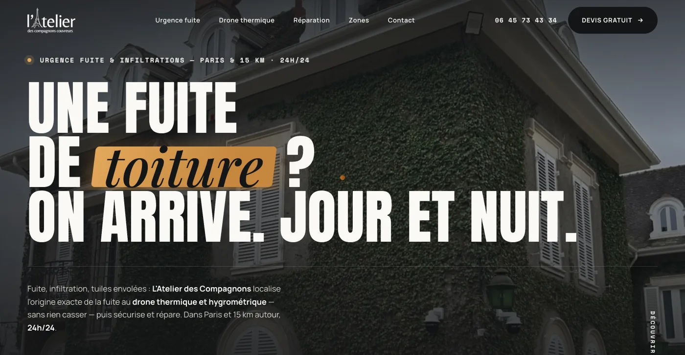 Aperçu du site L’Atelier des Compagnons Couvreurs